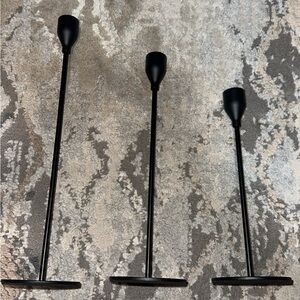 Black Metal Candle Holders Set + candles